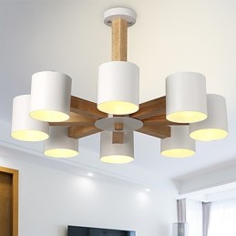 8 Lights Chandelier Modern Contemporary Traditional Classic Vintage Country Wood Feature for Wood
