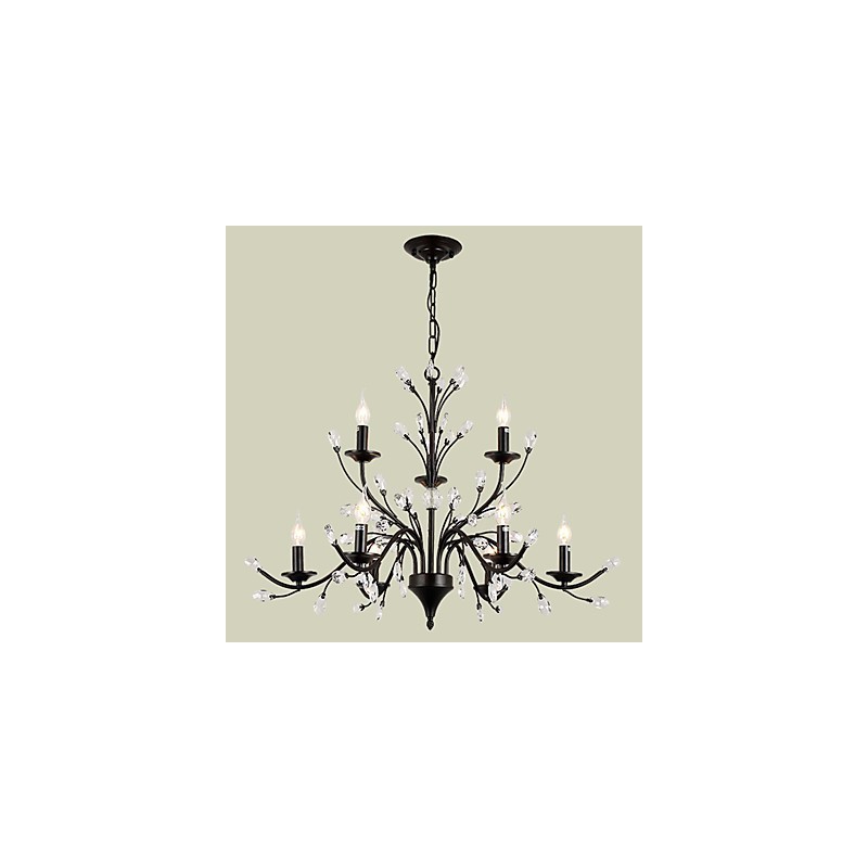 9 Lights Crystal Chandelier Modern Contemporary Traditional Classic Vintage Retro Country Painting Feature