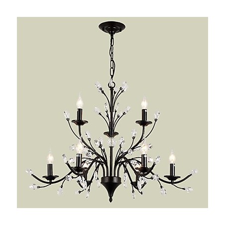 9 Lights Crystal Chandelier Modern Contemporary Traditional Classic Vintage Retro Country Painting Feature