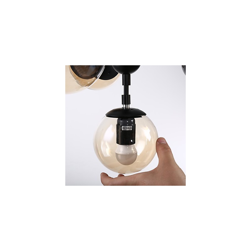 Four Light Post Modern Europe Style Modo Metal Glass Pendant Lamp the Foyer Decorate Industrial Chandelier Lamp