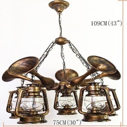 Rustic Lodge Vintage Retro Country Globe Painting Feature for Mini Style Designers Metal Chandelier