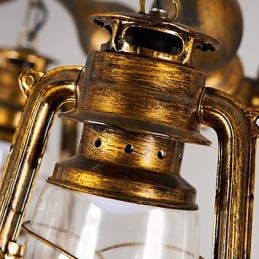 Rustic Lodge Vintage Retro Country Globe Painting Feature for Mini Style Designers Metal Chandelier