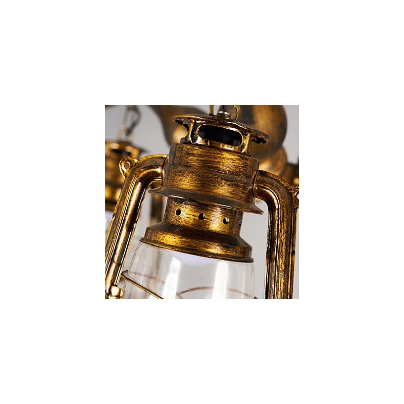 Rustic Lodge Vintage Retro Country Globe Painting Feature for Mini Style Designers Metal Chandelier