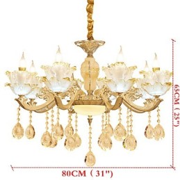 European Style Atmosphere Zinc Alloy Crystal Home Chandelier