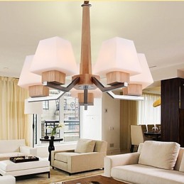 Modern Contemporary Electroplated Feature for Wood Bamboo Chandelier