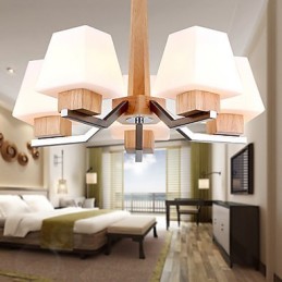 Modern Contemporary Electroplated Feature for Wood Bamboo Chandelier