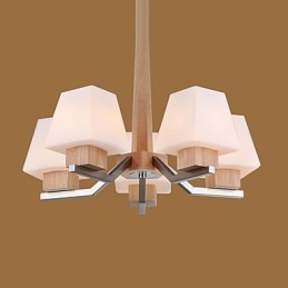 Modern Contemporary Electroplated Feature for Wood Bamboo Chandelier