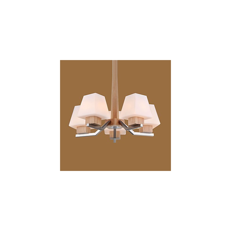 Modern Contemporary Electroplated Feature for Wood Bamboo Chandelier