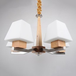 Modern Contemporary Electroplated Feature for Wood Bamboo Chandelier