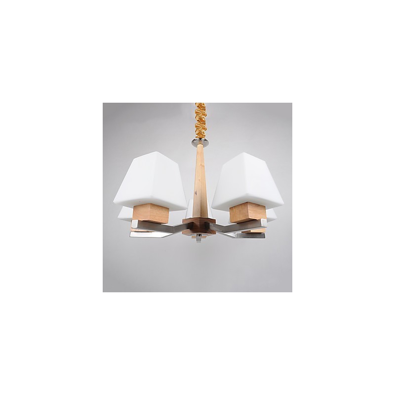 Modern Contemporary Electroplated Feature for Wood Bamboo Chandelier