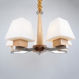 Modern Contemporary Electroplated Feature for Wood Bamboo Chandelier