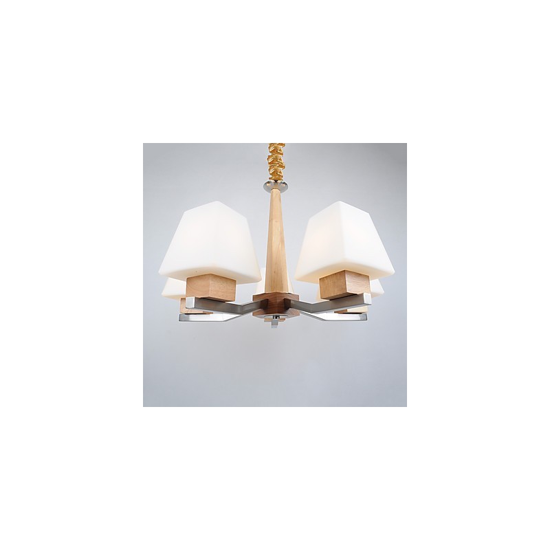 Modern Contemporary Electroplated Feature for Wood Bamboo Chandelier