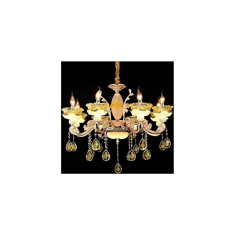 Traditional Classic Electroplated Feature for Crystal Mini Style Metal 8 Bulbs Chandelier