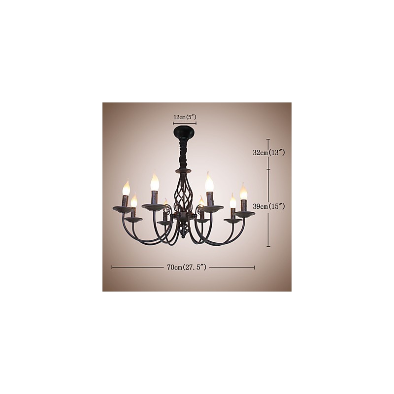 European Simple Iron Lamp Candle Lamp 8 Chandelier