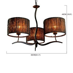 3 Light Traditional Classic Chandelier with Simple Fabric Drum Shade