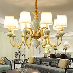 Chandelier Traditional Classic Country Brass Feature for Mini Style Metal 8 Bulbs