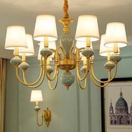 Chandelier Traditional Classic Country Brass Feature for Mini Style Metal 8 Bulbs