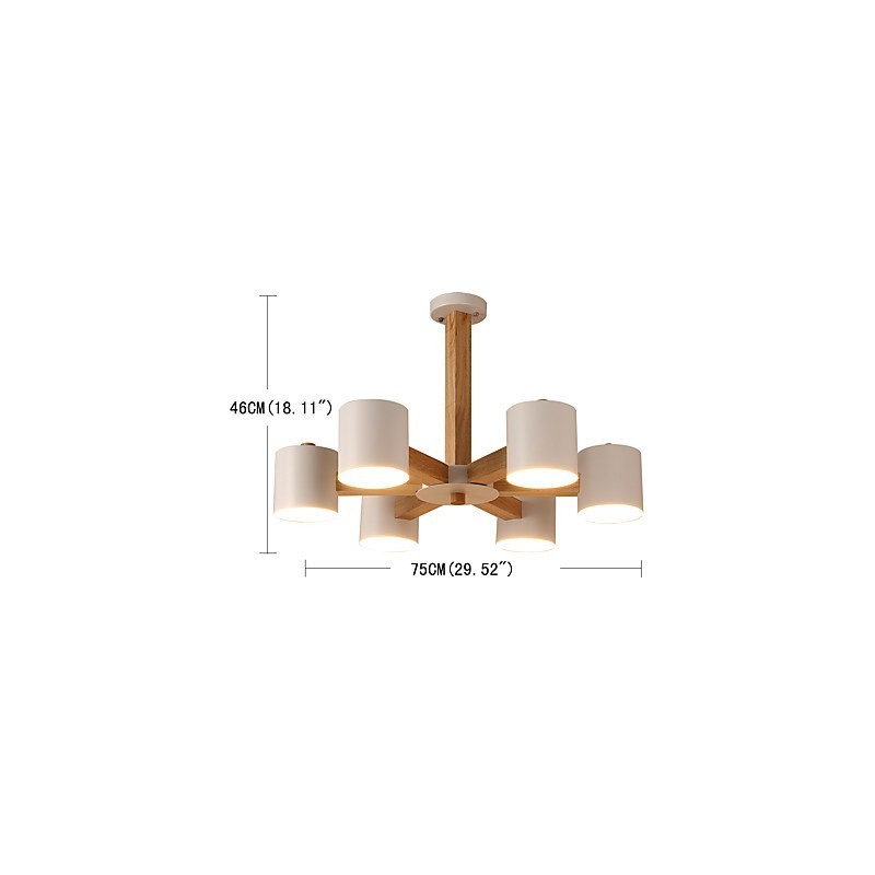 6 Lights Chandelier Modern Contemporary Traditional Classic Vintage Country Wood Feature for Wood