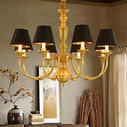 Chandelier Traditional Classic Country Brass Feature for Mini Style Metal 8 Bulbs