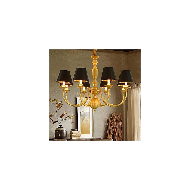 Chandelier Traditional Classic Country Brass Feature for Mini Style Metal 8 Bulbs