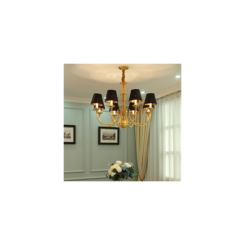 Chandelier Traditional Classic Country Brass Feature for Mini Style Metal 8 Bulbs