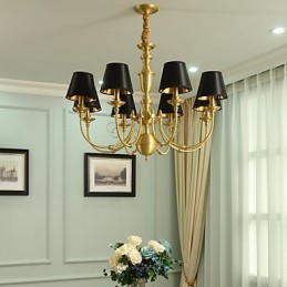 Chandelier Traditional Classic Country Brass Feature for Mini Style Metal 8 Bulbs