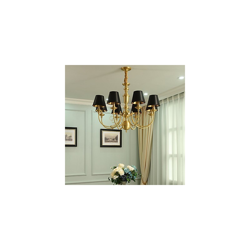 Chandelier Traditional Classic Country Brass Feature for Mini Style Metal 8 Bulbs