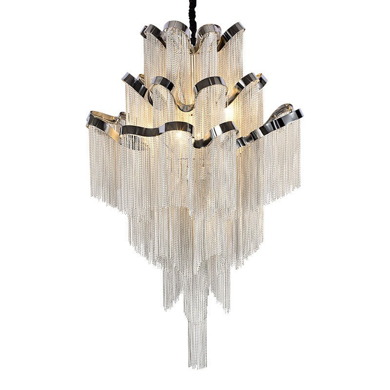 Aluminum Stream Chandelier Designer Pendant Light Silver Colour Spiral Staircase staircase