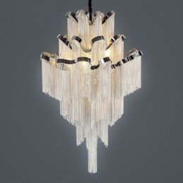 Aluminum Stream Chandelier Designer Pendant Light Silver Colour Spiral Staircase staircase