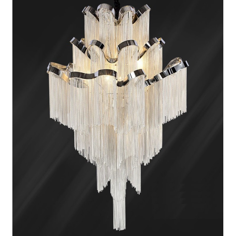 Aluminum Stream Chandelier Designer Pendant Light Silver Colour Spiral Staircase staircase