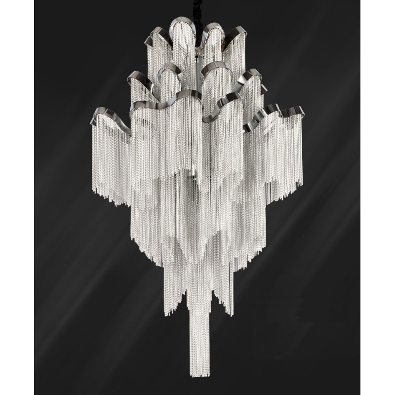 Aluminum Stream Chandelier Designer Pendant Light Silver Colour Spiral Staircase staircase