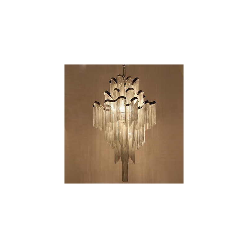 Aluminum Stream Chandelier Designer Pendant Light Silver Colour Spiral Staircase staircase