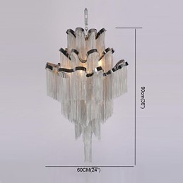 Aluminum Stream Chandelier Designer Pendant Light Silver Colour Spiral Staircase staircase