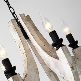 Vintage Painting Feature Mini Style Wood Bamboo Chandelier Lamp the Decorate Pendant Lamp