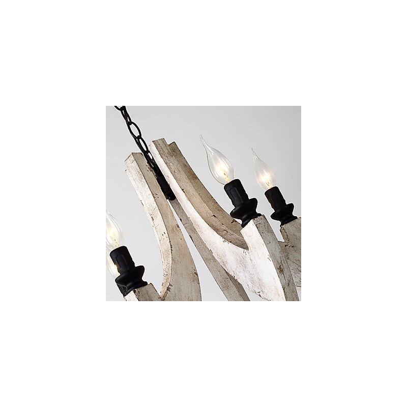 Vintage Painting Feature Mini Style Wood Bamboo Chandelier Lamp the Decorate Pendant Lamp