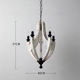 Vintage Painting Feature Mini Style Wood Bamboo Chandelier Lamp the Decorate Pendant Lamp