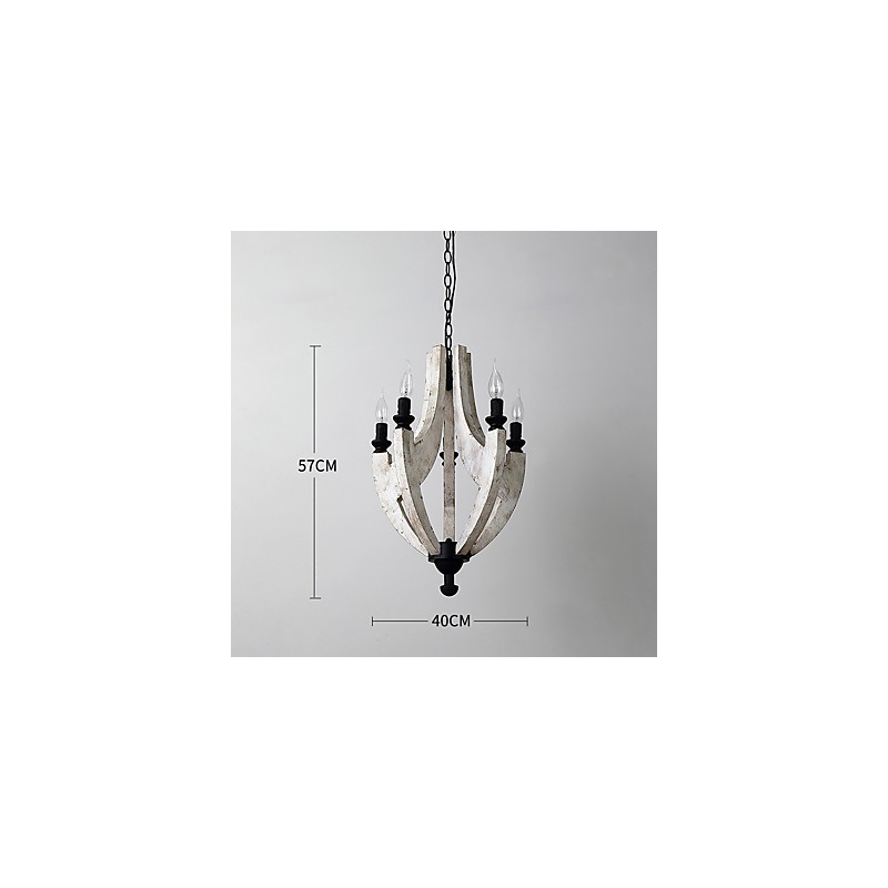 Vintage Painting Feature Mini Style Wood Bamboo Chandelier Lamp the Decorate Pendant Lamp