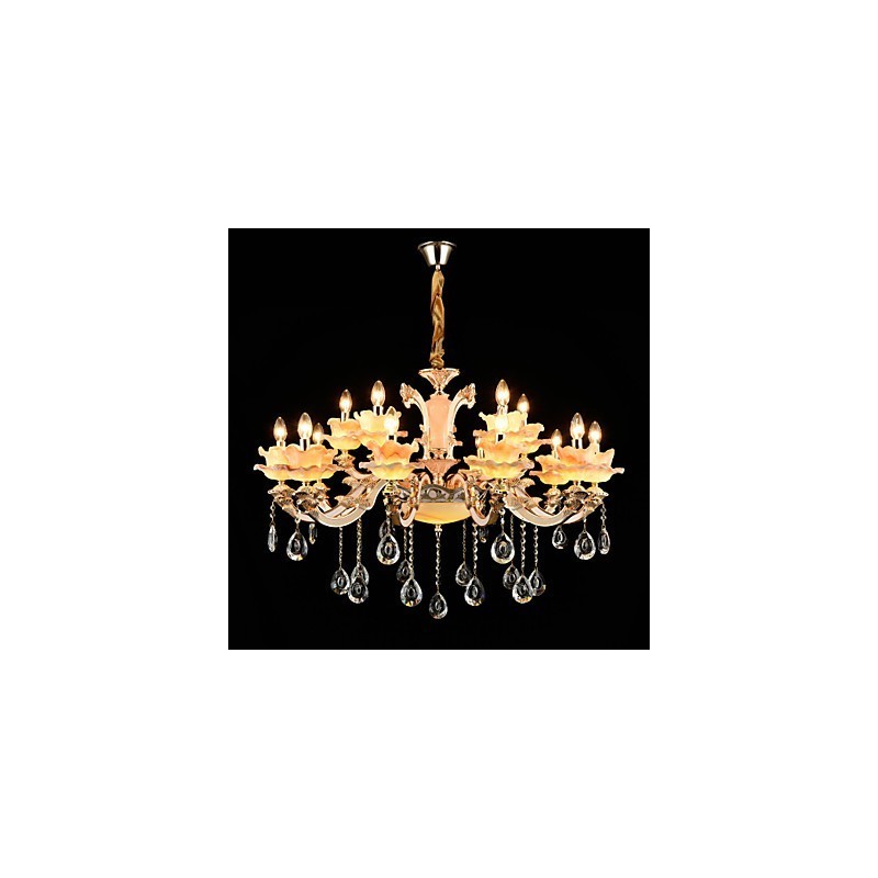 Pendant Light Zinc Alloy Feature for Crystal Mini Style Metal Indoors Shops 15 Bulbs