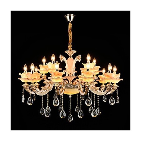 Pendant Light Zinc Alloy Feature for Crystal Mini Style Metal Indoors Shops 15 Bulbs