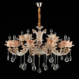 Pendant Light Zinc Alloy Feature for Crystal Mini Style Metal Indoors Shops 15 Bulbs