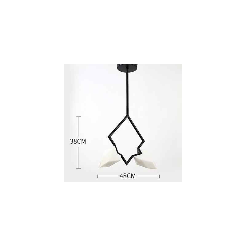 2 Light Post Modern Metal with Glass Peach Chandelier Lamp the Canteen Decorate Pendant Lamp