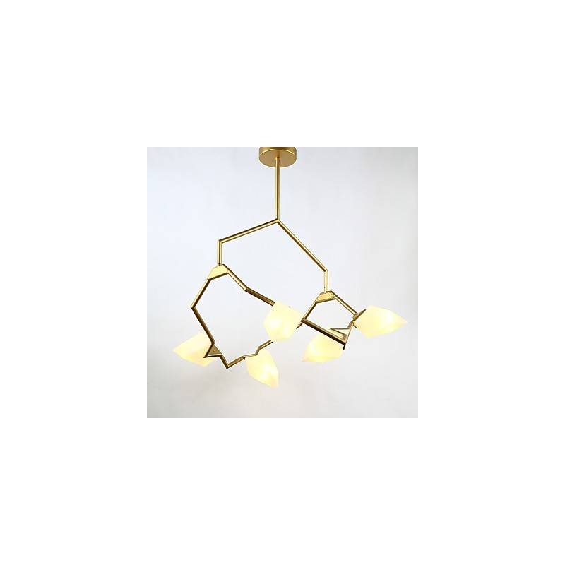 Five Light Post Modern Metal with Glass Peach Chandelier Lamp the Canteen Decorate Pendant Lamp