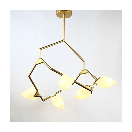 Five Light Post Modern Metal with Glass Peach Chandelier Lamp the Canteen Decorate Pendant Lamp