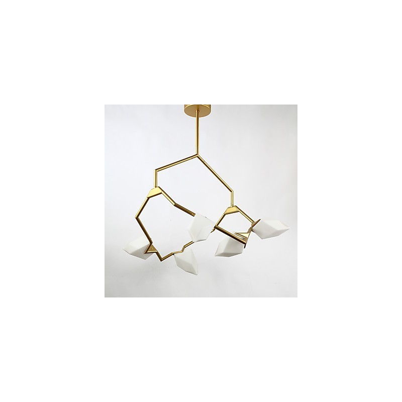 Five Light Post Modern Metal with Glass Peach Chandelier Lamp the Canteen Decorate Pendant Lamp