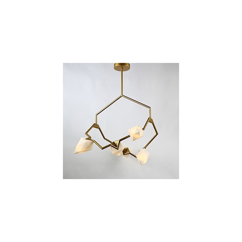 Five Light Post Modern Metal with Glass Peach Chandelier Lamp the Canteen Decorate Pendant Lamp