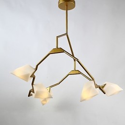 Five Light Post Modern Metal with Glass Peach Chandelier Lamp the Canteen Decorate Pendant Lamp