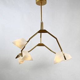 Five Light Post Modern Metal with Glass Peach Chandelier Lamp the Canteen Decorate Pendant Lamp