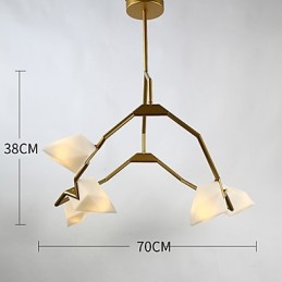 Five Light Post Modern Metal with Glass Peach Chandelier Lamp the Canteen Decorate Pendant Lamp