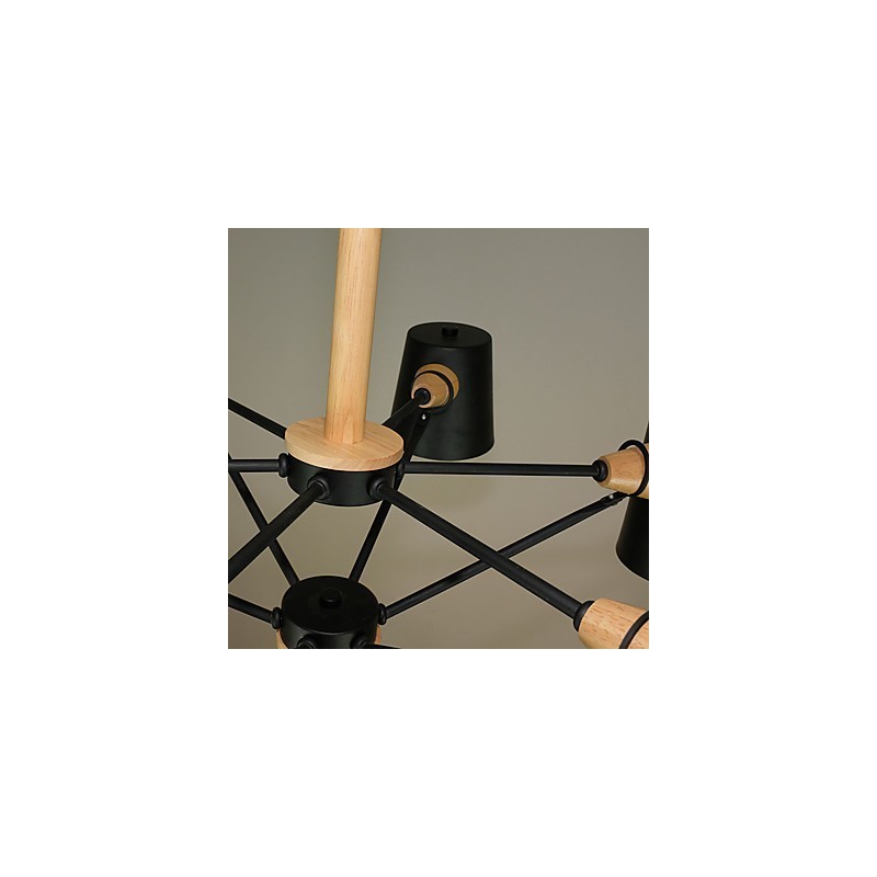 Multi Colours Macaron Wood Vintage Painting Feature Metal Chandelier