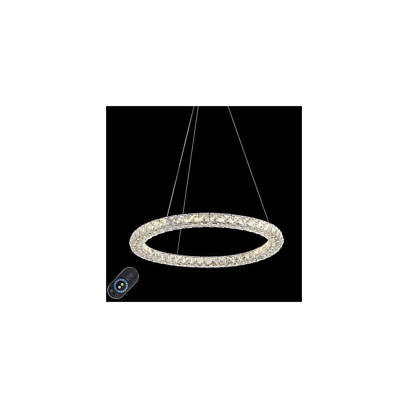 Modern Ring Crystal Ceiling Pendant Light Crystal Chandelier Light Indoor Lighting Lamps Fixtures Dimmable with Remote Control